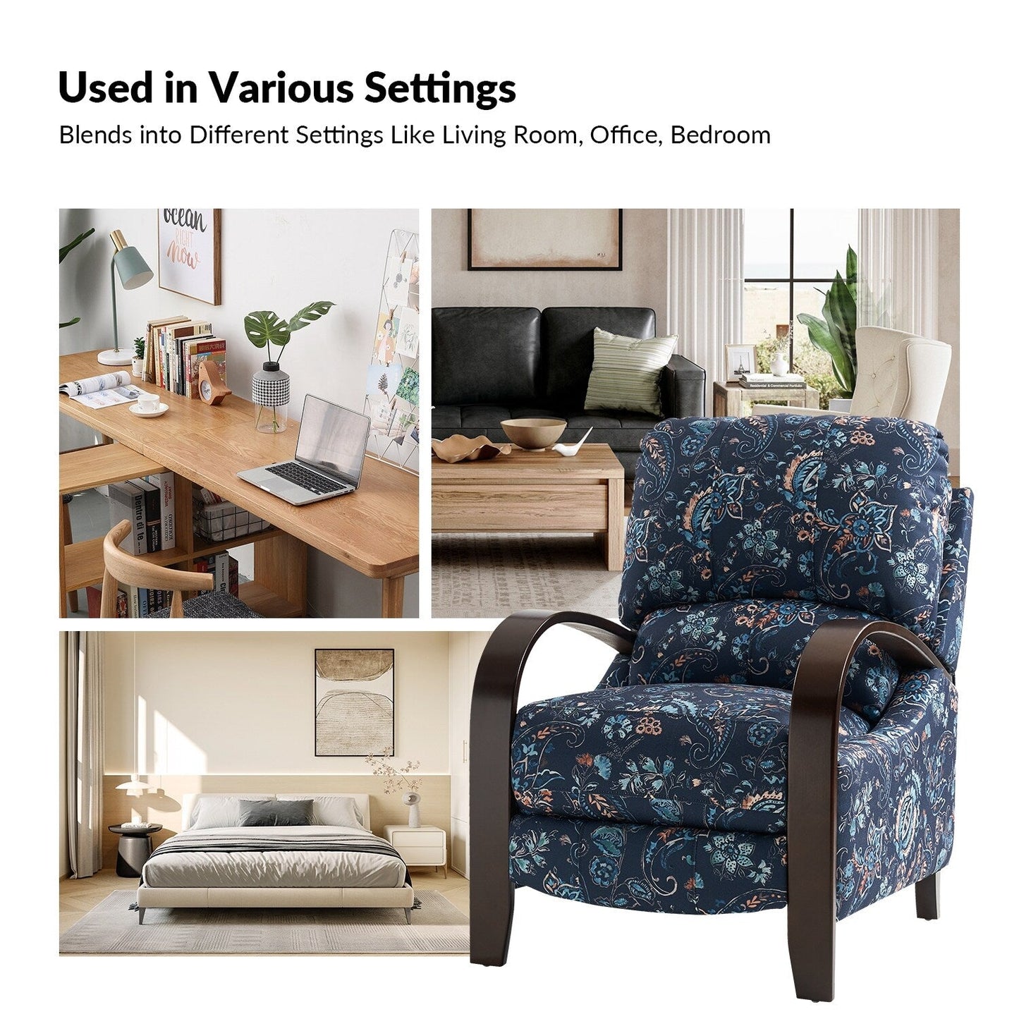 Fauteuil inclinable manuel en cuir véritable Rita par Hulala Home