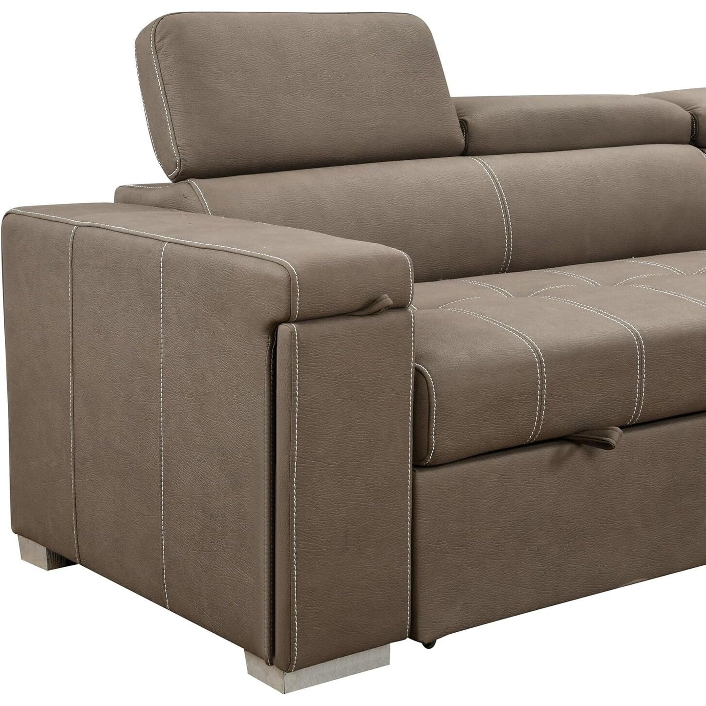 Canapé-lit convertible 2 en 1 moderne Roomfitters 99.5 avec lit gigogne et chaise longue, appui-tête réglable