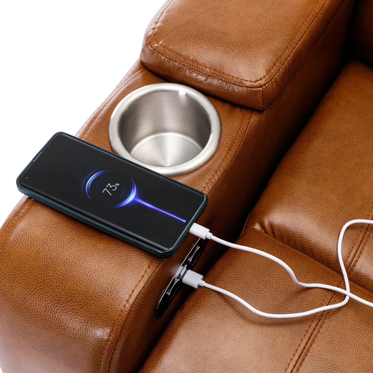 Fauteuil inclinable électrique Roomfitters avec port USB, rangement dissimulé pour les accoudoirs, porte-gobelet et haut-parleur Bluetooth