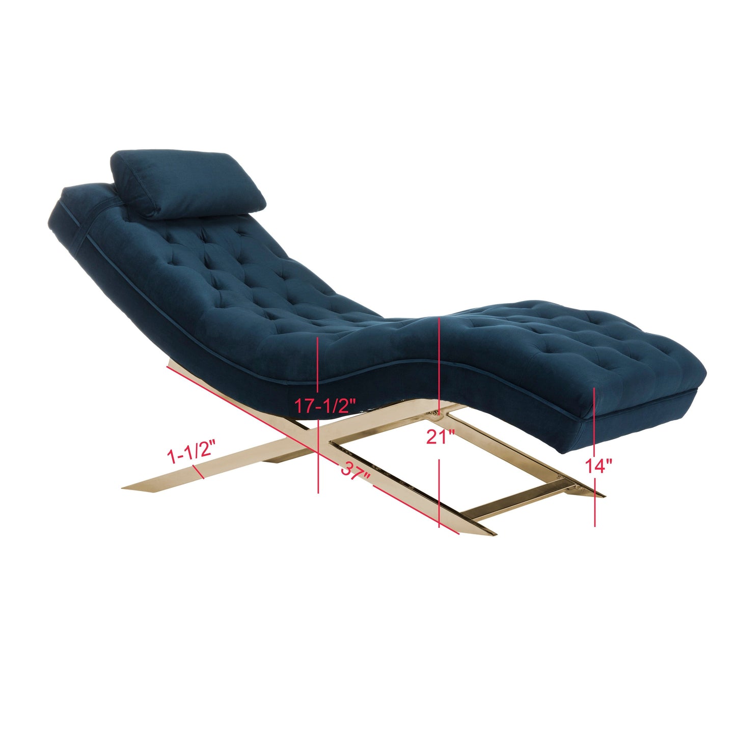 Chaise longue SAFAVIEH Monroe bleu marine/doré avec coussin rond - 65' x 23' x 33'