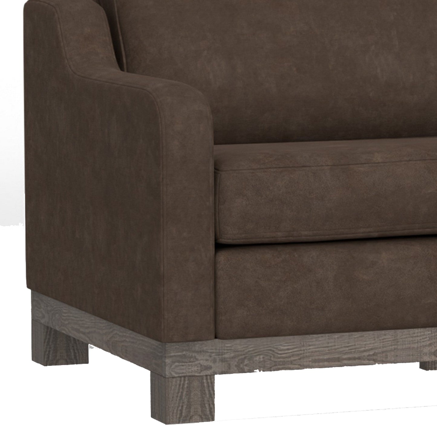 Canapé Sama 91 pouces, 2 coussins décoratifs, pin massif, tissu marron