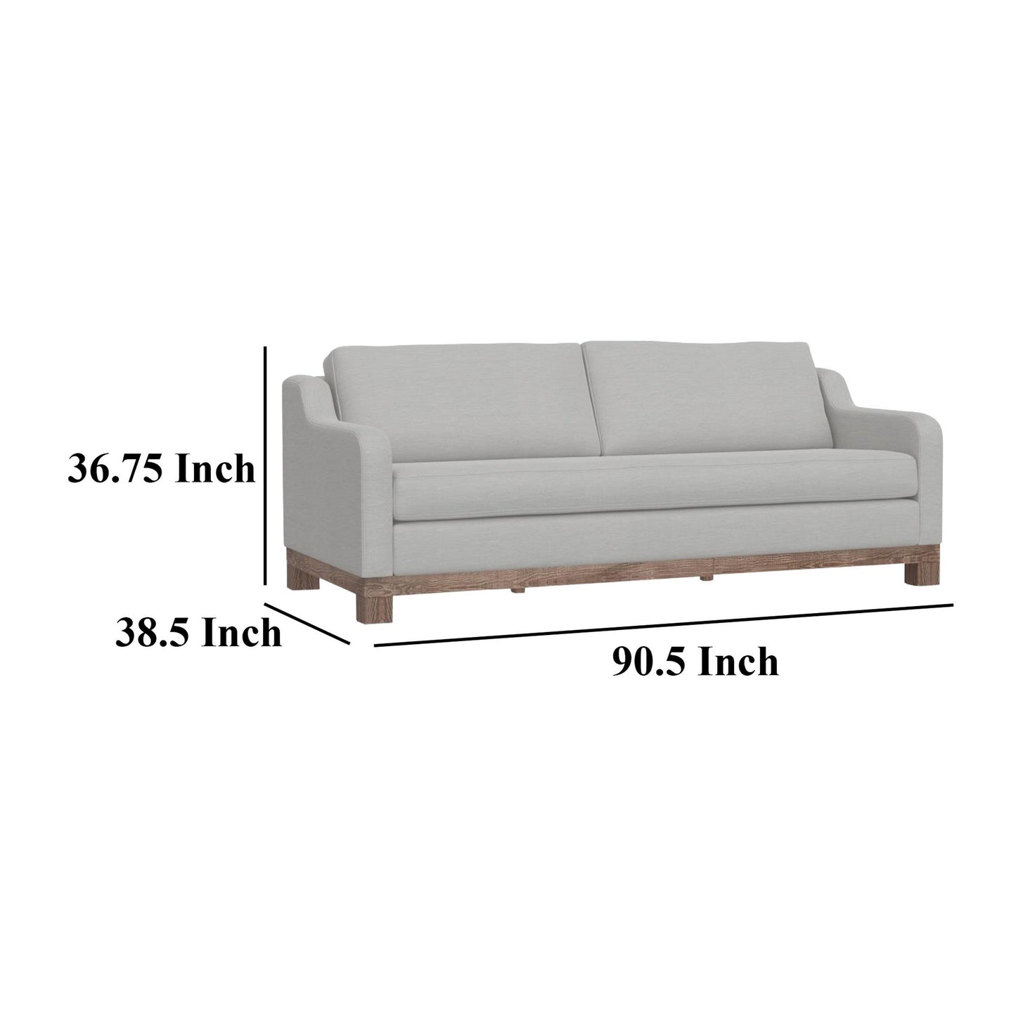 Canapé Sama, 2 coussins décoratifs, polyester beige écru, 91 pouces, style banc