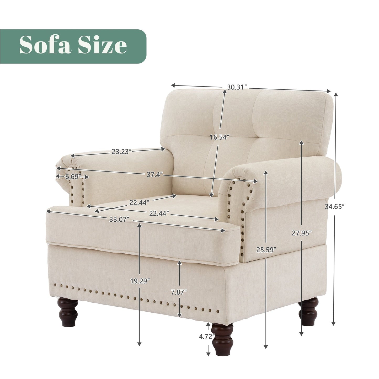 Ensemble de 3 canapés en chenille pour salon, capitonnés et cloutés, pieds en hévéa massif