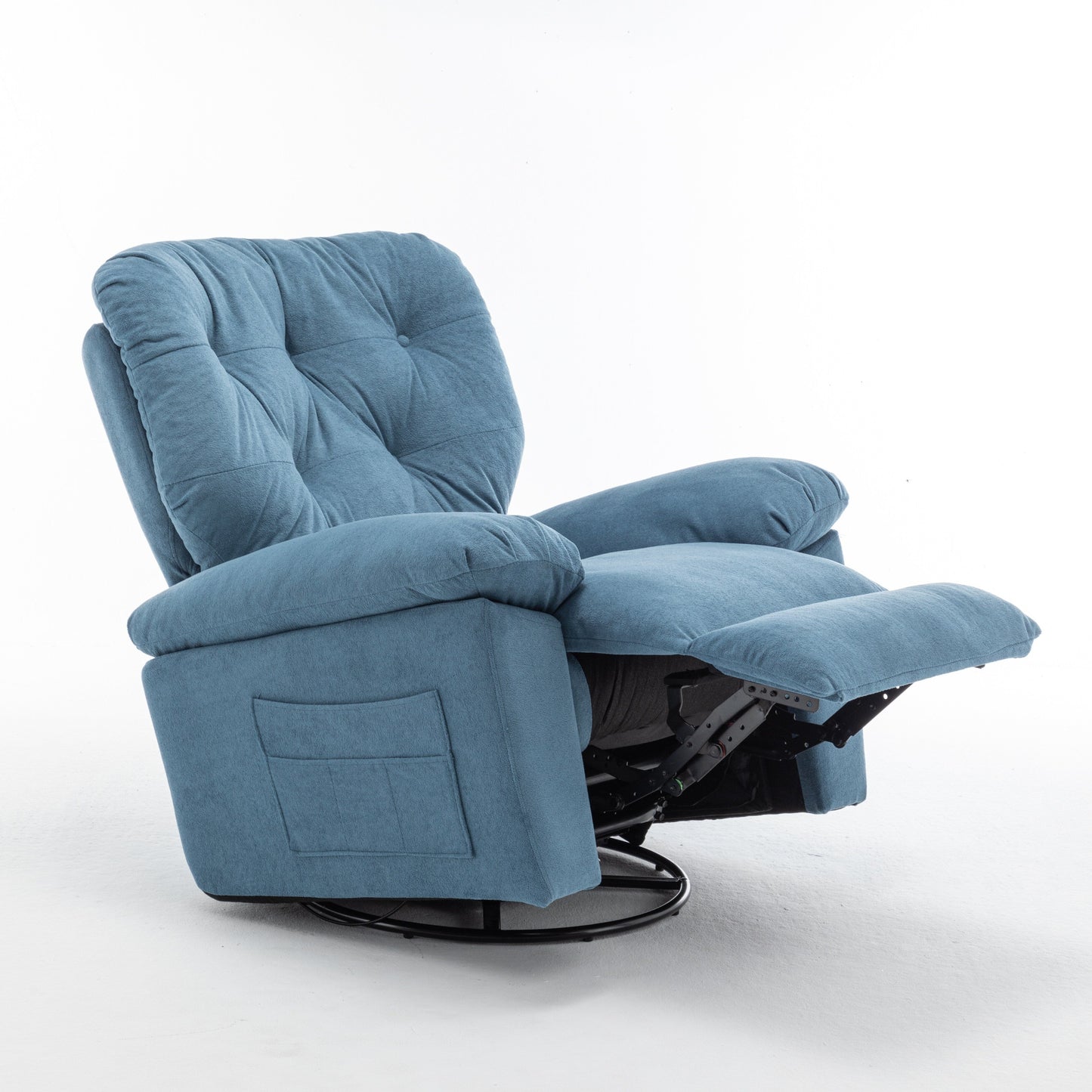 Fauteuil inclinable pivotant en polaire de taille standard avec inclinaison manuelle, repose-pieds et support de maternité