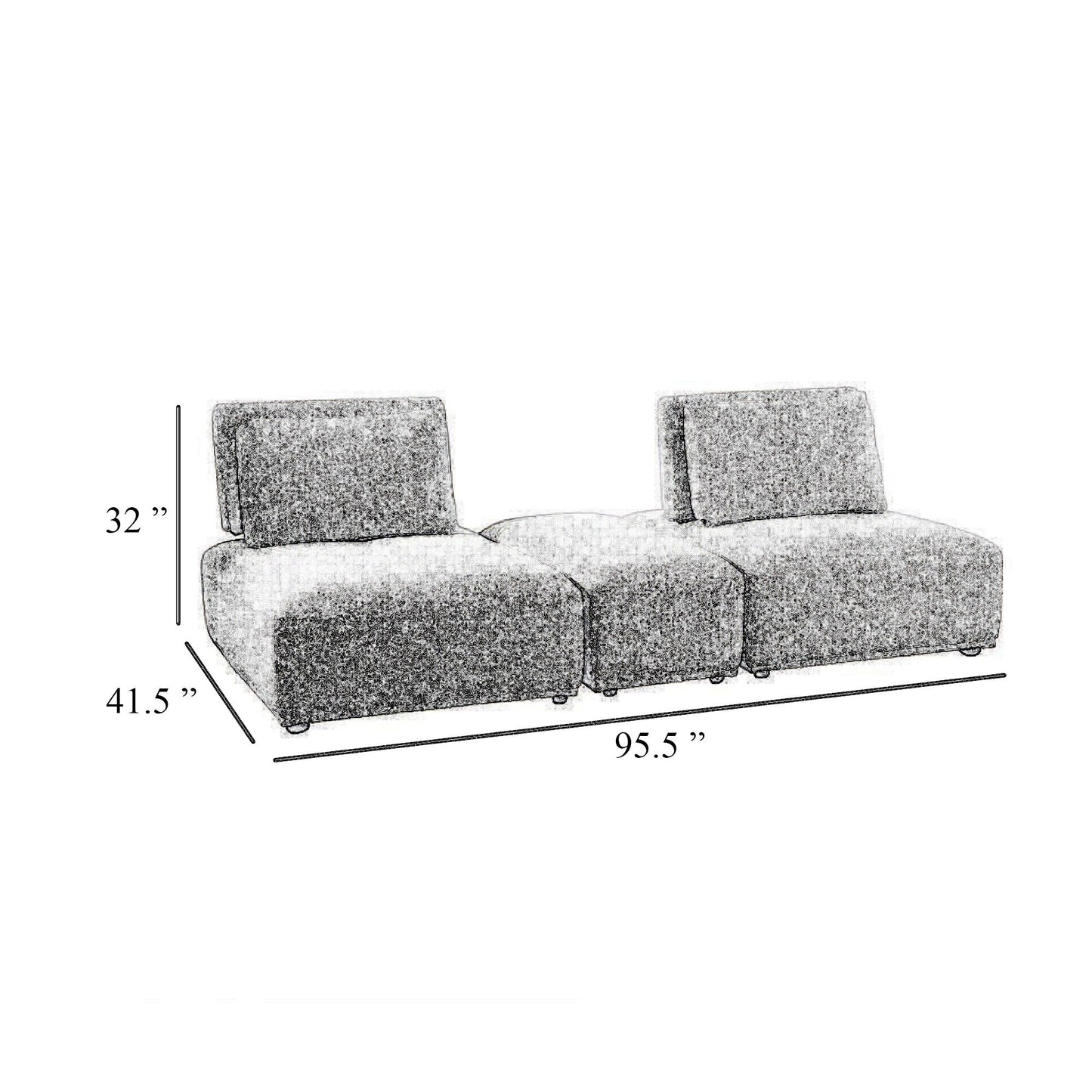 Canapé modulable incurvé 2 places Stavan, ottoman beige, profondeur d'assise réglable
