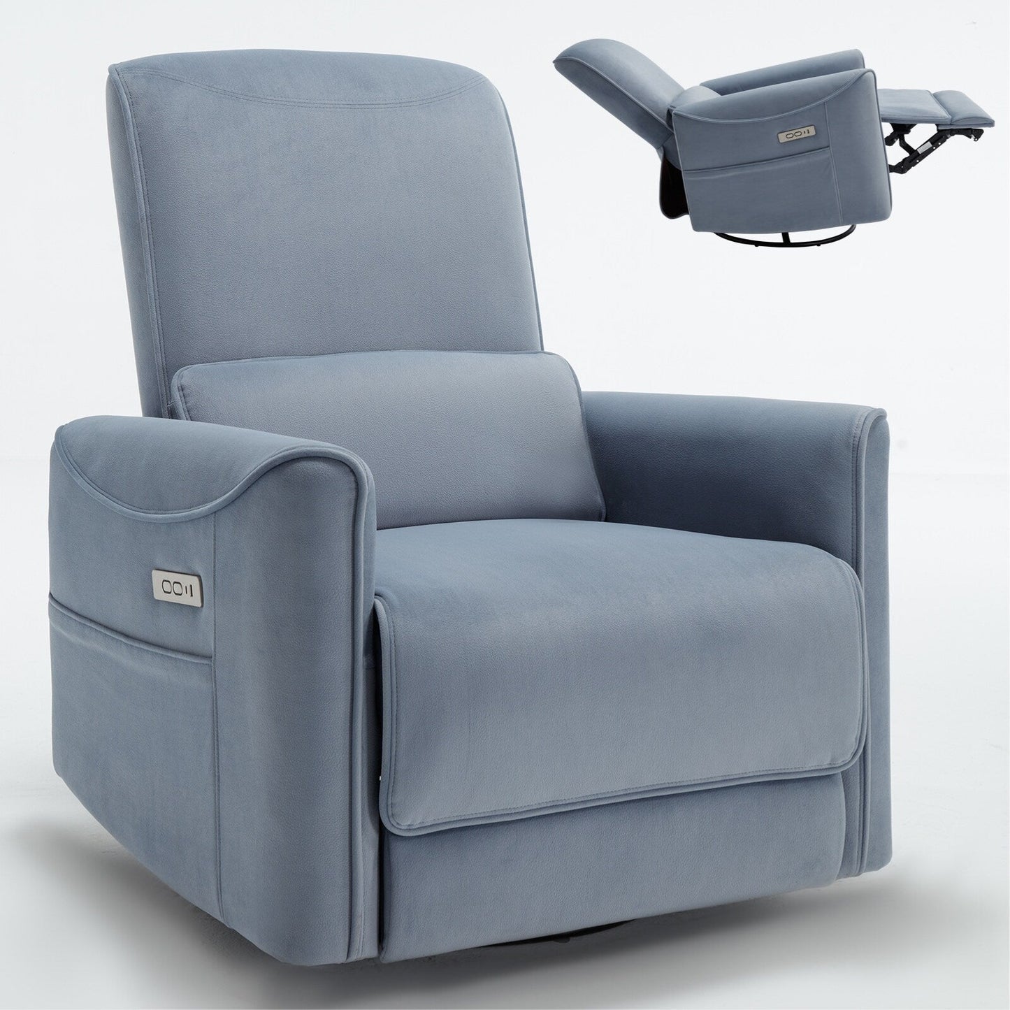 Fauteuil inclinable pivotant à bascule avec rotation à 270°, inclinaison infinie et USB/Type-C