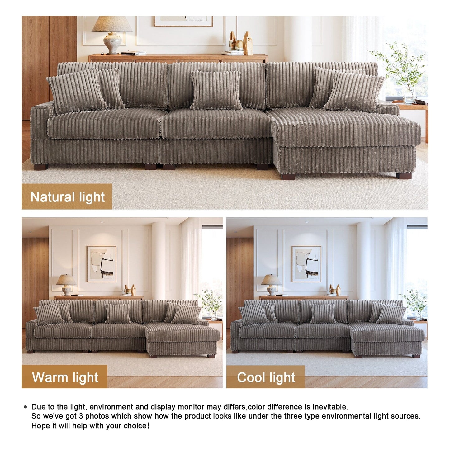 Canapé modulaire en forme de L en velours rembourré UIXE