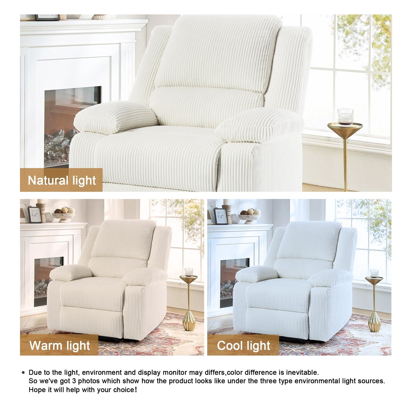 Fauteuil inclinable manuel rembourré en cuir végétalien