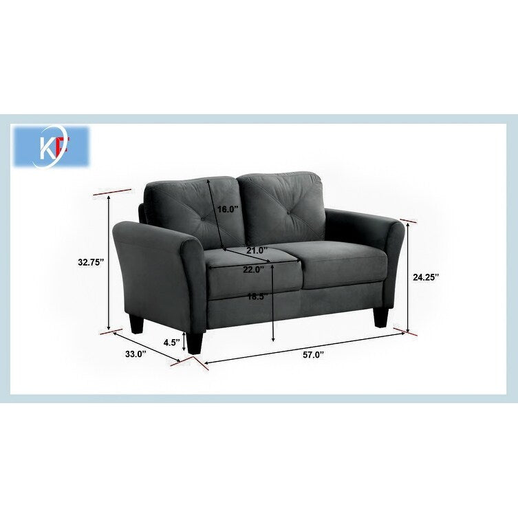 Canapé sectionnel 2 places en velours avec coussins amovibles