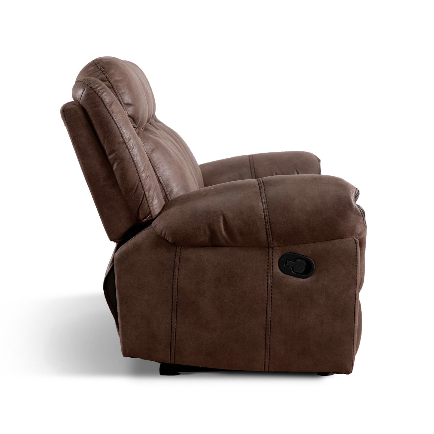 Canapé inclinable manuel en microsuède Verne Brown avec porte-gobelets rabattables