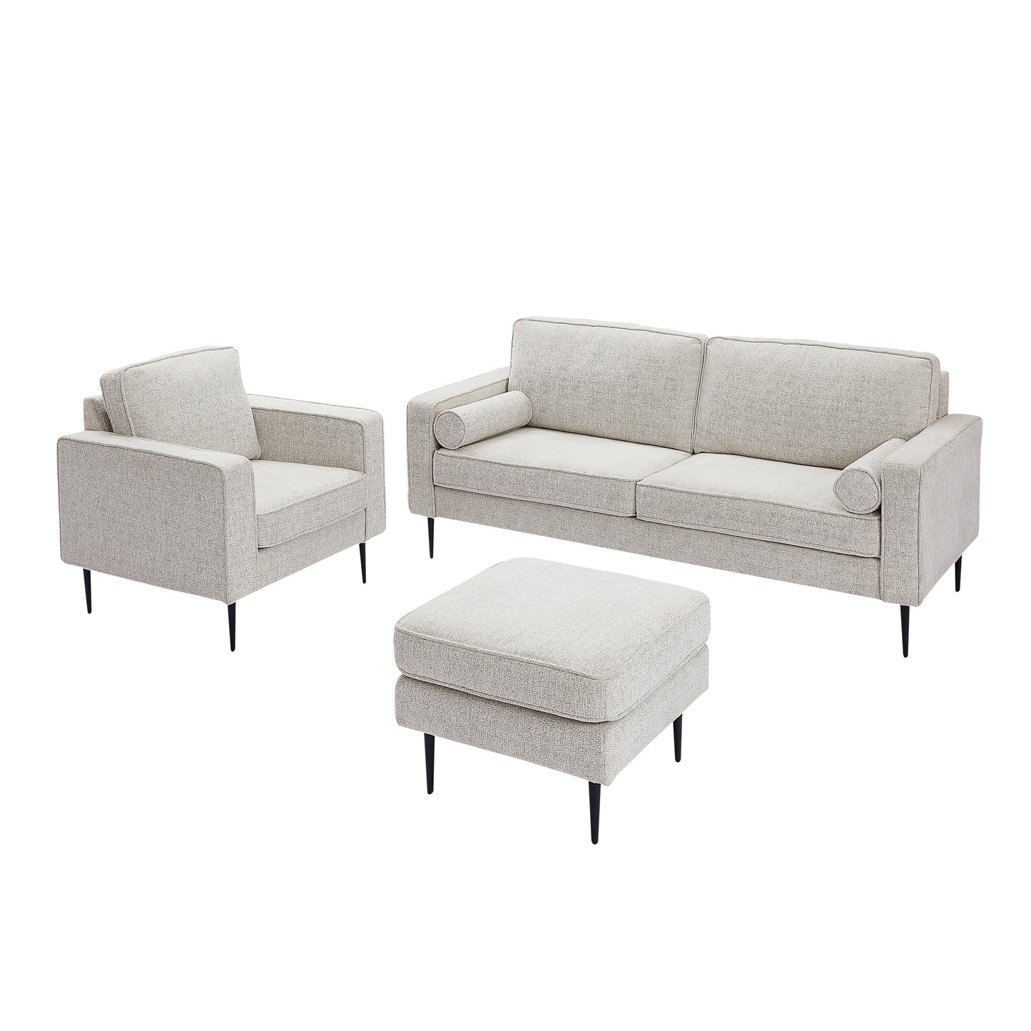 Canapé rembourré en tissu high-tech blanc 56,69 € avec 2 coussins pour le salon