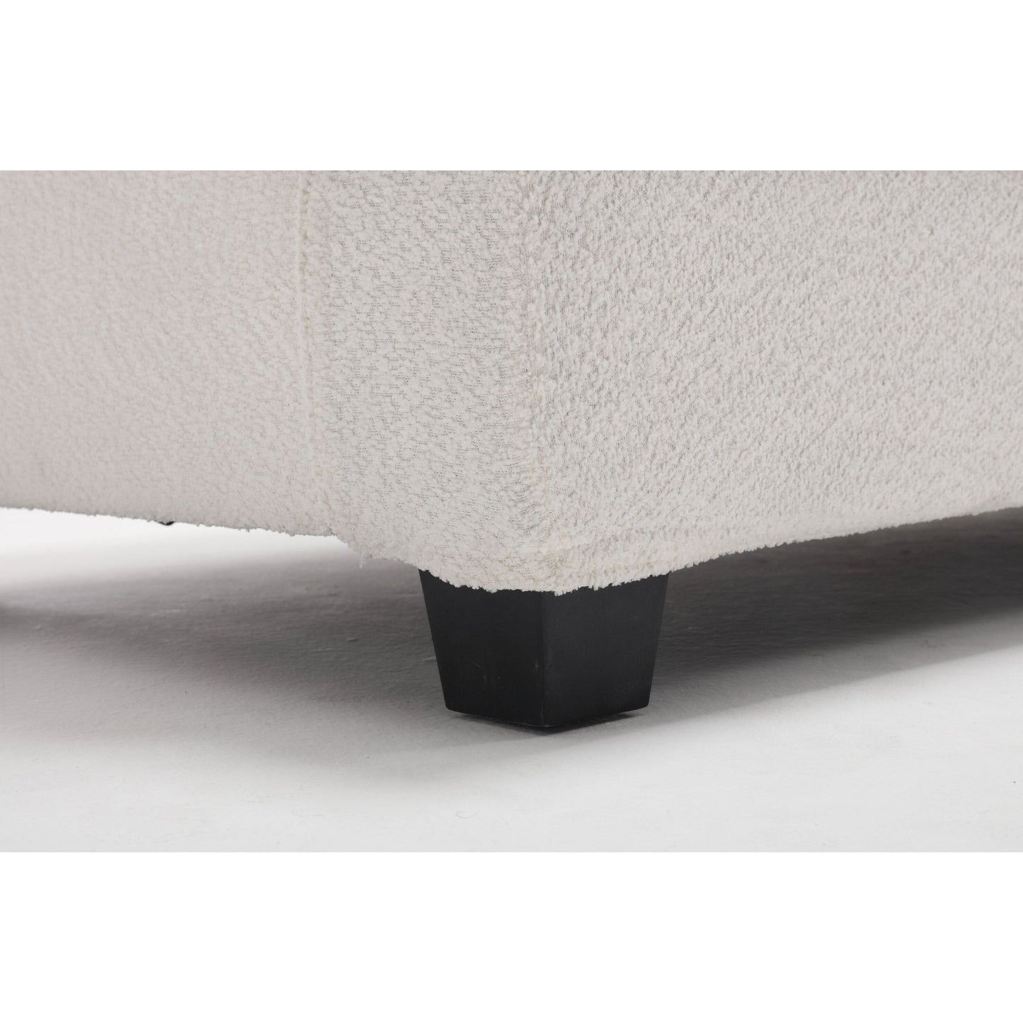 Canapé 3 places en tissu blanc de 225 cm avec coussins de dossier amovibles, assise profonde et cadre robuste en bois dur et acier