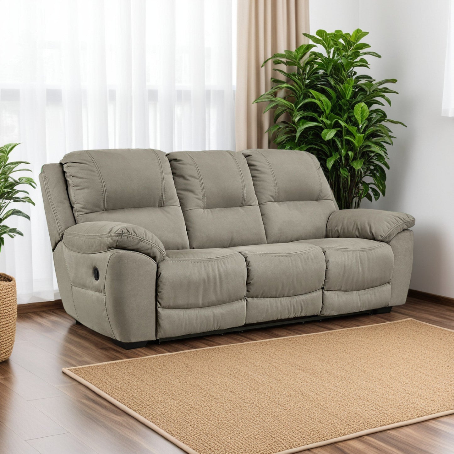 Canapé inclinable manuel Zane avec paroi zéro, similicuir gris 93 pouces