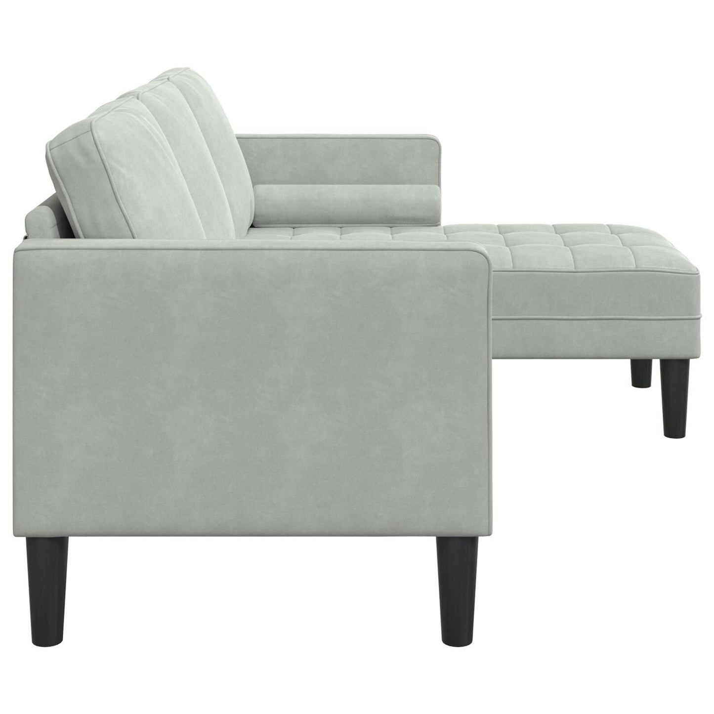 vidaXL Canapé de jardin en L en velours noir/gris foncé/gris clair - 68,1 x 51,6 x 26,4