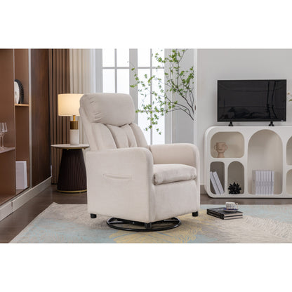 022-Fauteuil à bascule pivotant en tissu de lin Gilder Chair avec poche