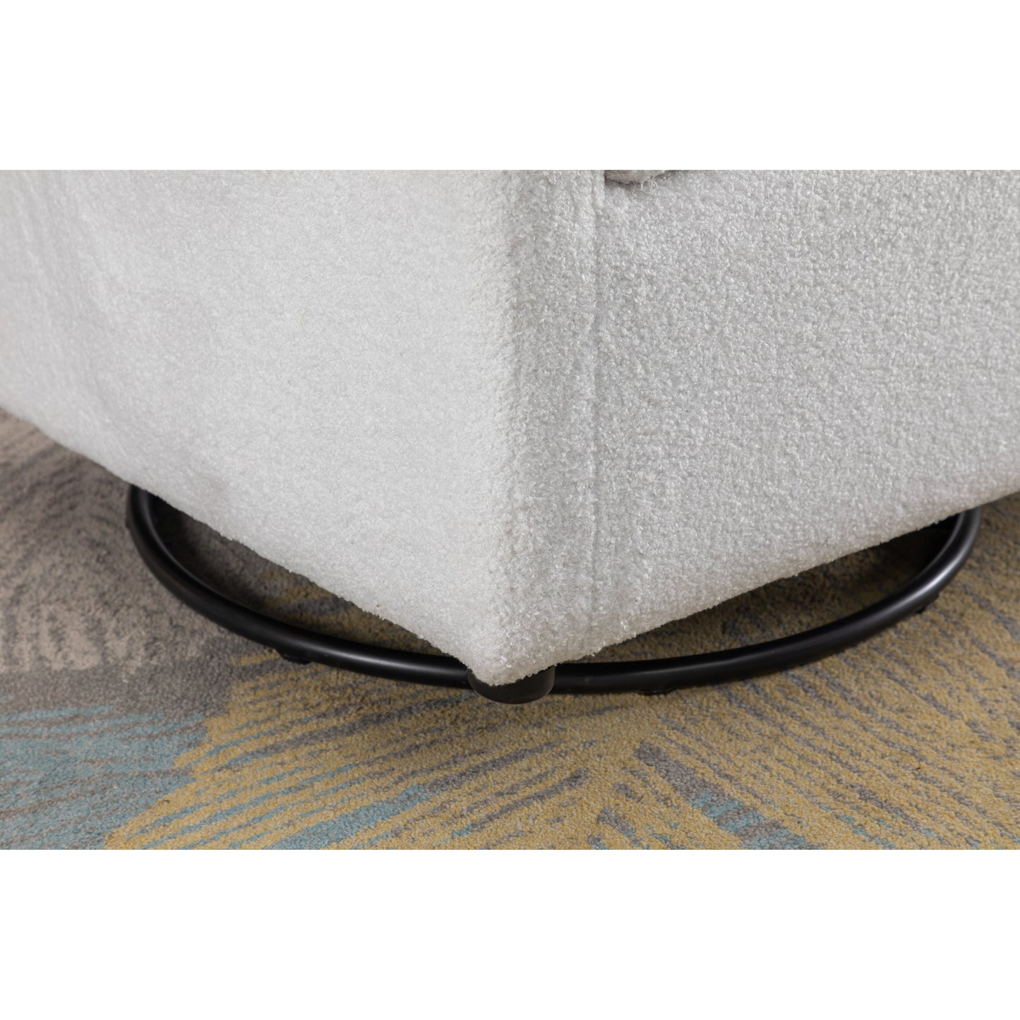 022-Fauteuil à bascule pivotant en tissu de lin Gilder Chair avec poche