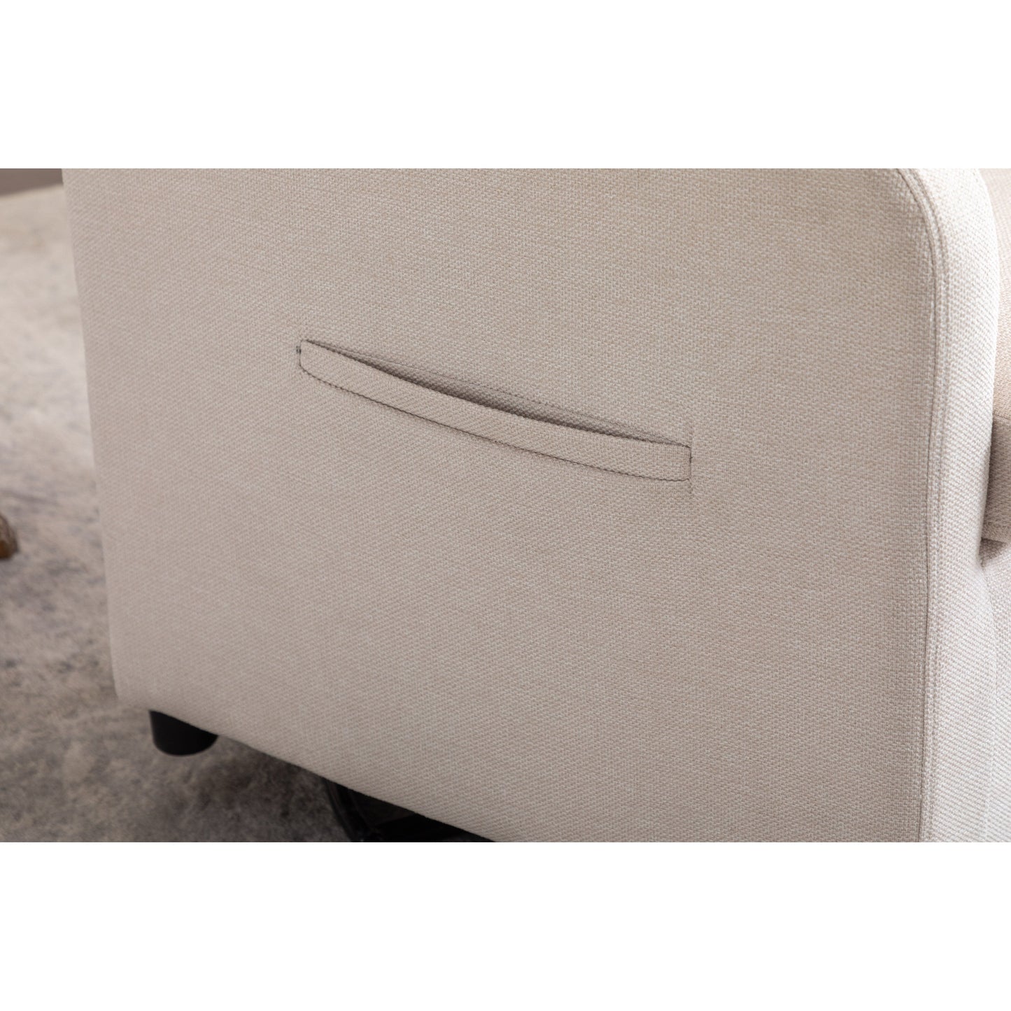 022-Fauteuil à bascule pivotant en tissu de lin Gilder Chair avec poche