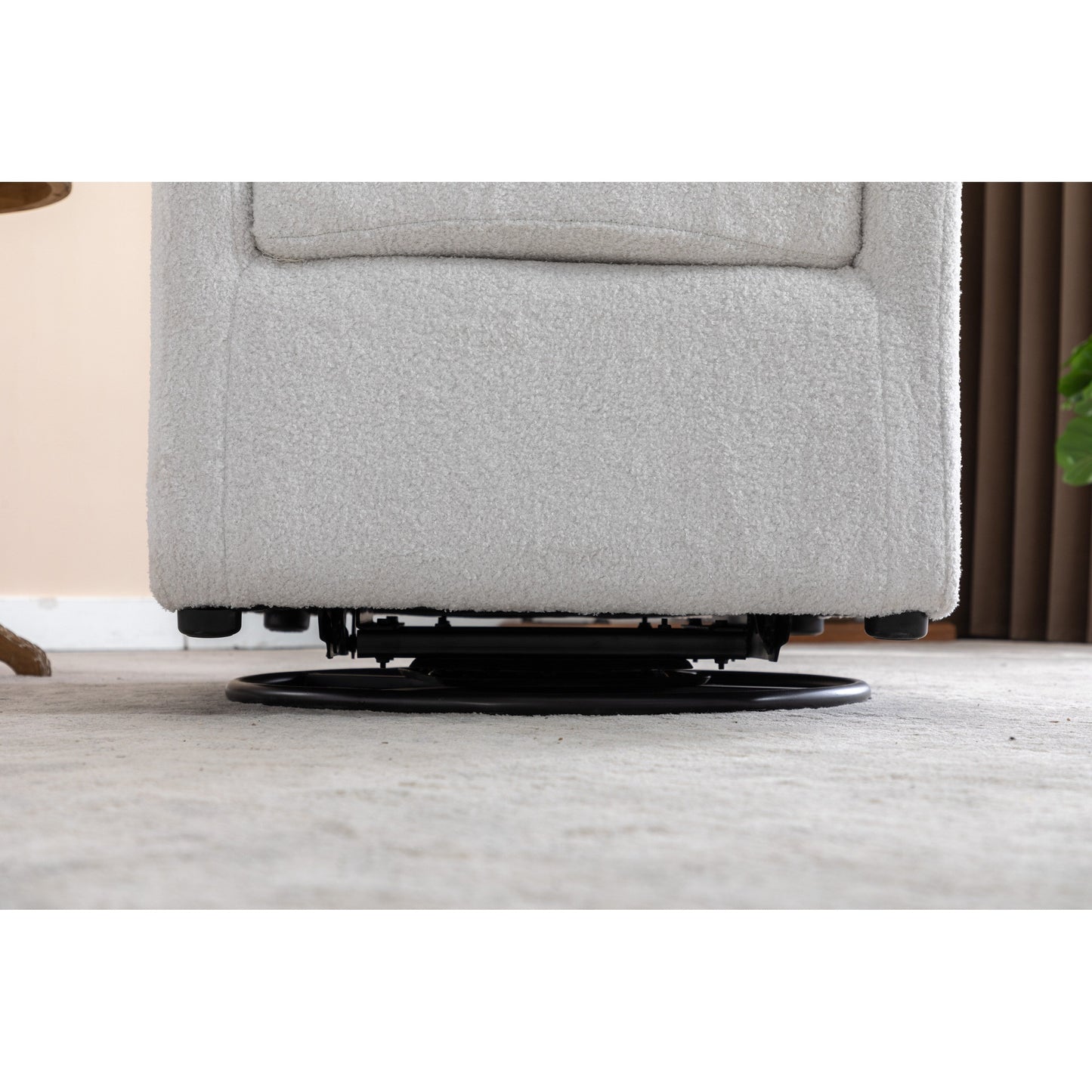 022-Fauteuil à bascule pivotant en tissu de lin Gilder Chair avec poche