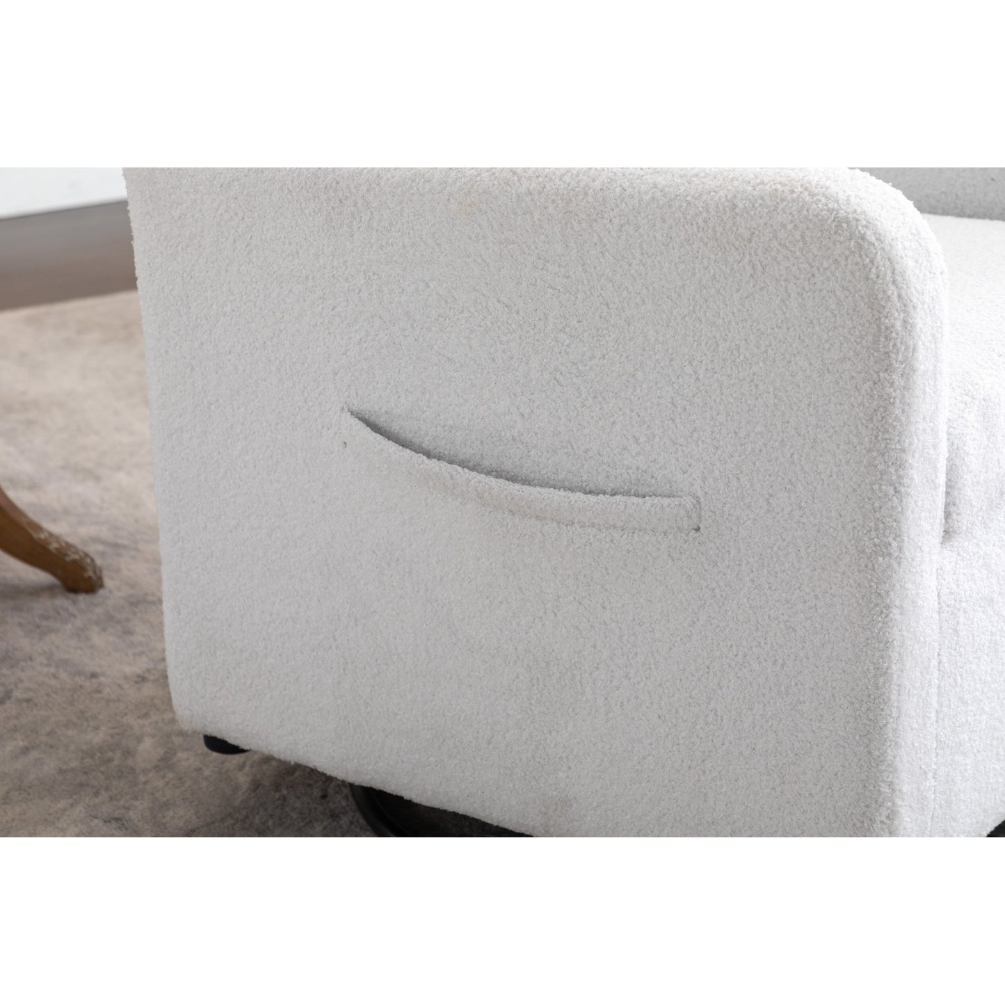 022-Fauteuil à bascule pivotant en tissu de lin Gilder Chair avec poche