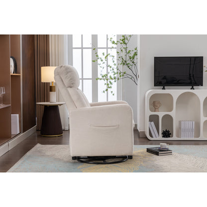 022-Fauteuil à bascule pivotant en tissu de lin Gilder Chair avec poche