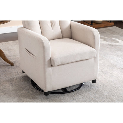 022-Fauteuil à bascule pivotant en tissu de lin Gilder Chair avec poche