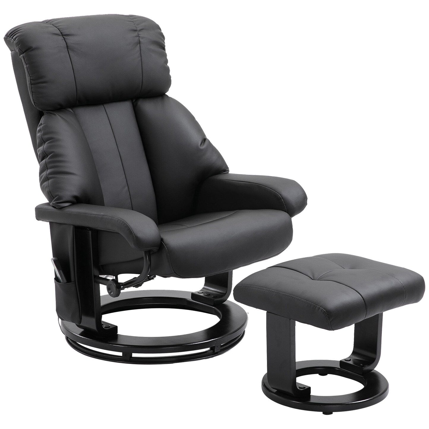 Fauteuil de massage à vibrations à 10 points, pivotant et inclinable, en cuir PU, avec dossier réglable, repose-pieds et télécommande