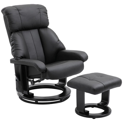 Fauteuil de massage à vibrations à 10 points, pivotant et inclinable, en cuir PU, avec dossier réglable, repose-pieds et télécommande