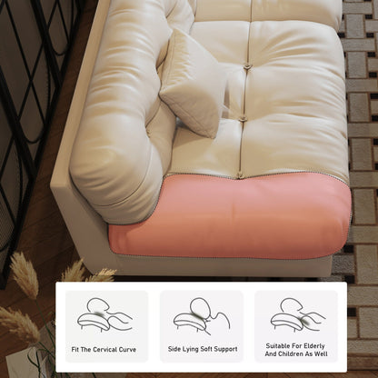 Canapé 3 places en cuir et plumes style milieu de siècle 102,4 - 110,2 x 31,9