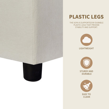 Canapé sectionnel en polyester 102,4 L avec repose-pieds réversible, coussins épais et pieds en plastique