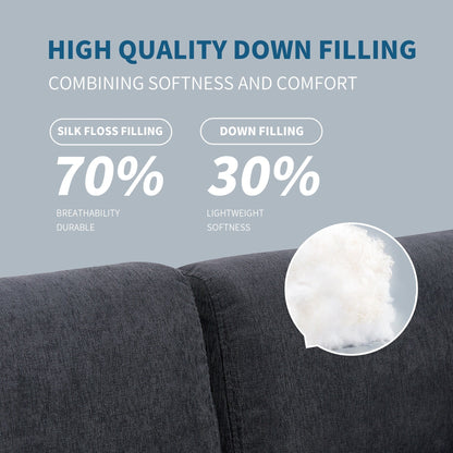 Canapé sectionnel en polyester en forme de L de 102,4 po avec pouf réversible, coussins moelleux et base en plastique robuste