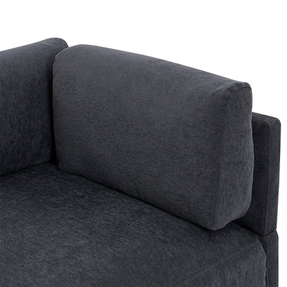 Canapé sectionnel en polyester en forme de L de 102,4 po avec pouf réversible, coussins moelleux et base en plastique robuste