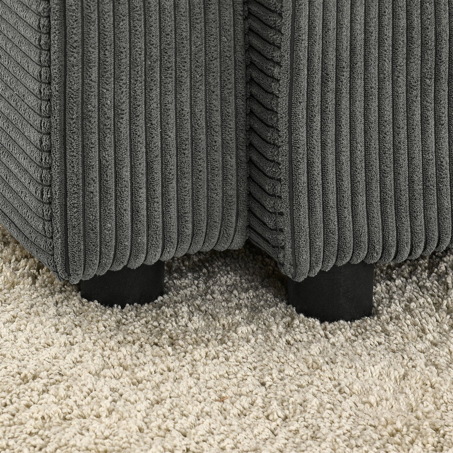 Canapé 3 places moderne en velours côtelé 102, siège profond avec porte-gobelets et support pour téléphone