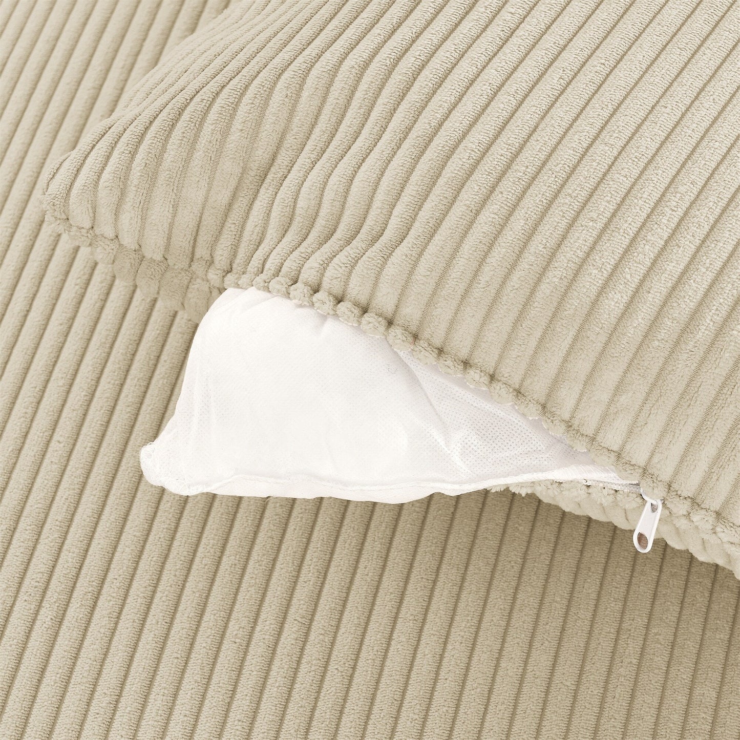 Canapé 3 places moderne en velours côtelé 102, siège profond avec porte-gobelets et support pour téléphone