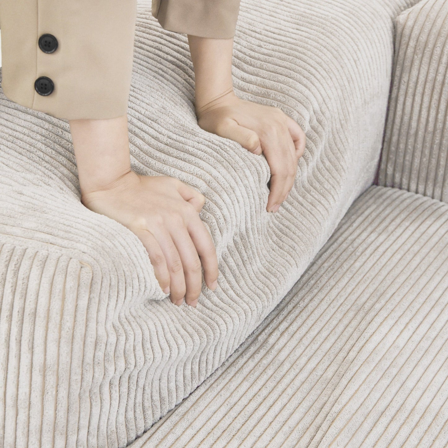 Canapé causeuse modulaire en velours côtelé de 102 po, grand format, style nuage