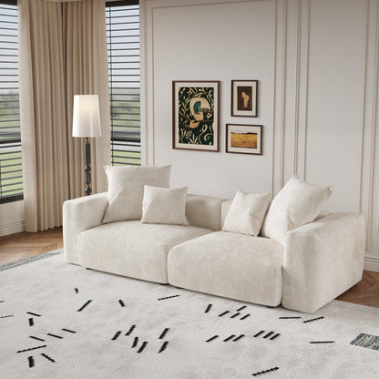 Canapé causeuse modulaire en velours côtelé de 102 po, grand format, style nuage