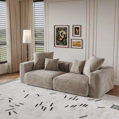 Canapé causeuse modulaire en velours côtelé de 102 po, grand format, style nuage