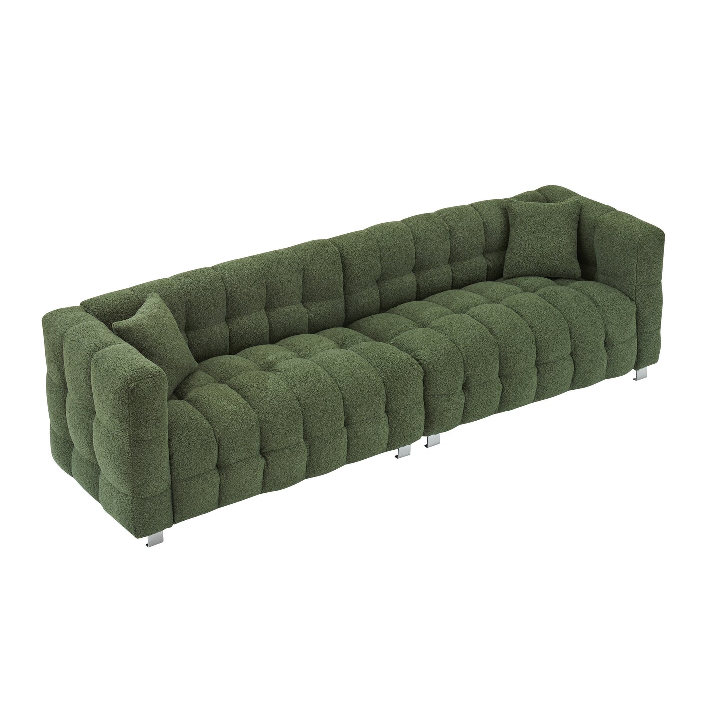 Canapé 4 places en velours Teddy de 102 pouces avec pieds en métal et coussins décoratifs, design multidirectionnel moderne pour le salon