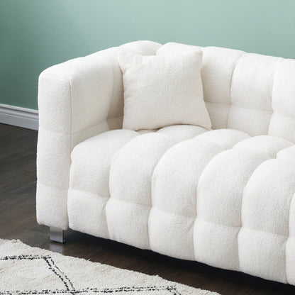 Canapé 4 places en velours Teddy de 102 pouces avec pieds en métal et coussins décoratifs, design multidirectionnel moderne pour le salon