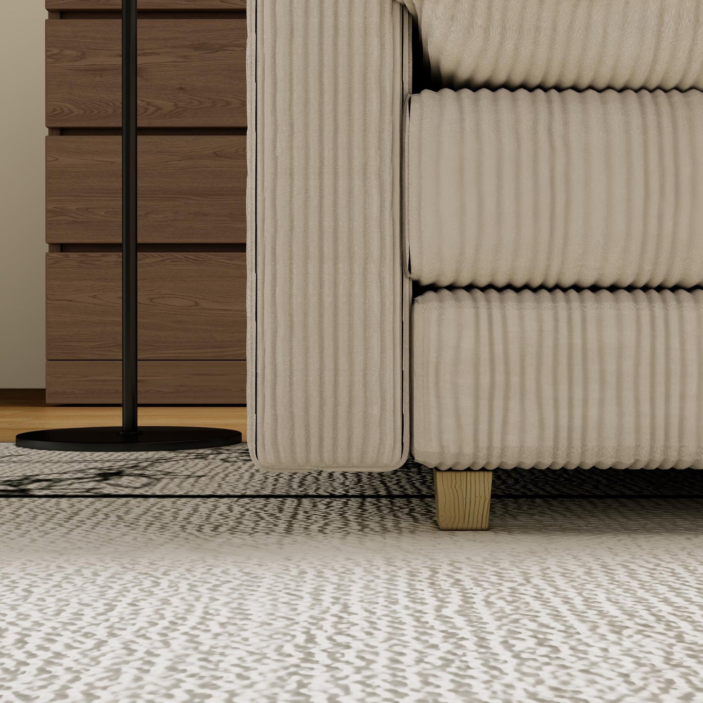 Canapé 4 places classique moderne en velours côtelé 103 - Assise profonde, avec 4 coussins pour le salon