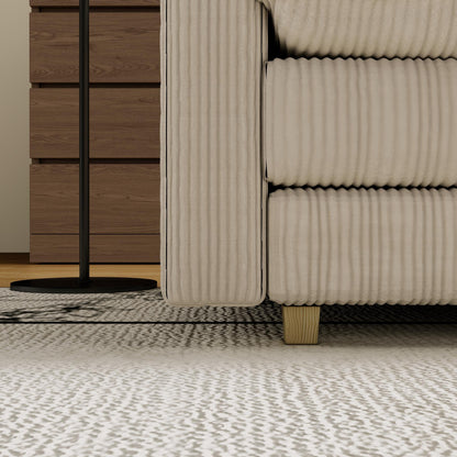 Canapé 4 places classique moderne en velours côtelé 103 - Assise profonde, avec 4 coussins pour le salon