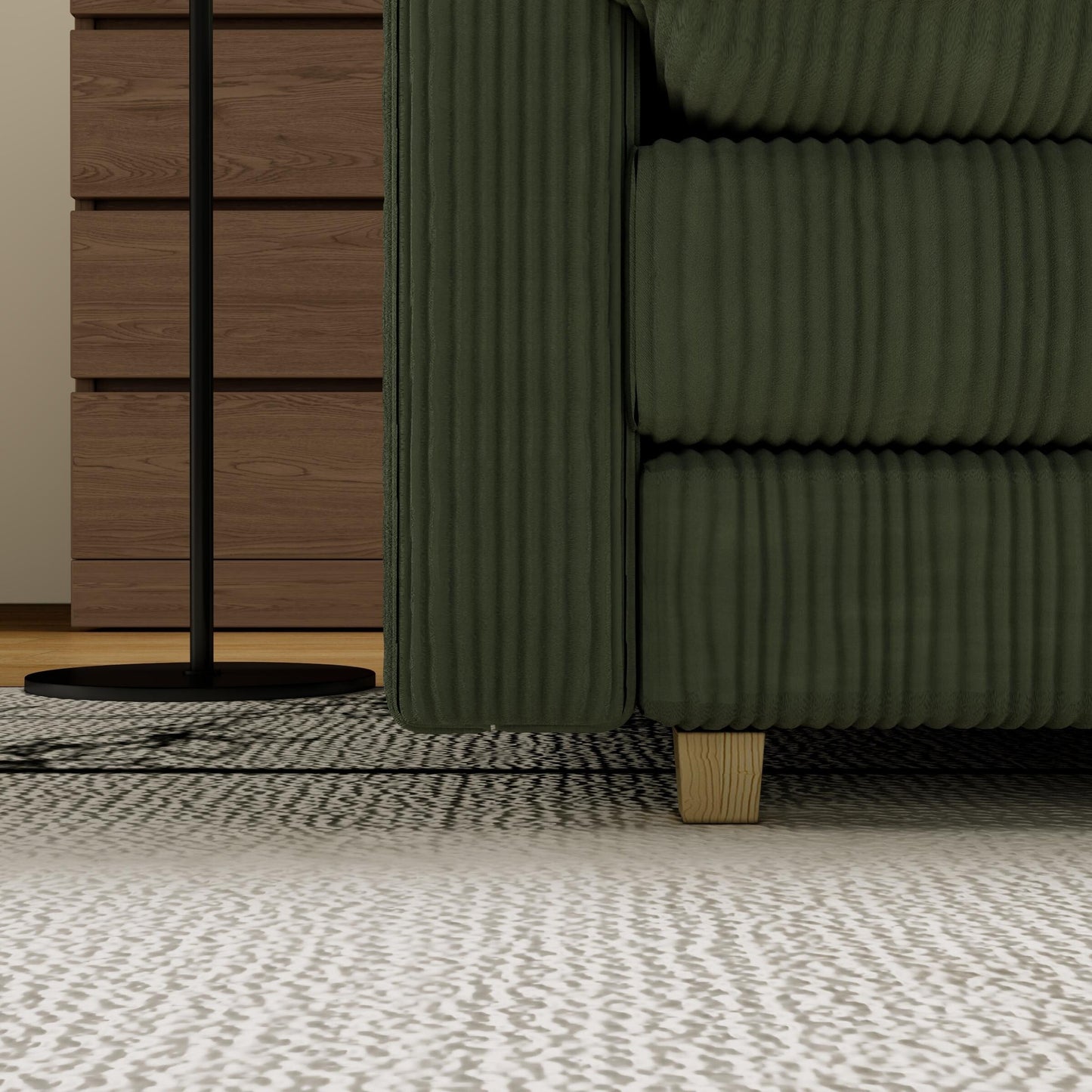 Canapé 4 places classique moderne en velours côtelé 103 - Assise profonde, avec 4 coussins pour le salon