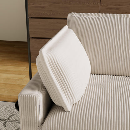 Canapé 4 places classique moderne en velours côtelé 103 - Assise profonde, avec 4 coussins pour le salon