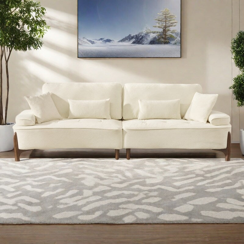 Canapé 3 places en mousse 103 avec 4 oreillers et cadre en bois massif - Capacité de 600 lb - Sectionnel respirant