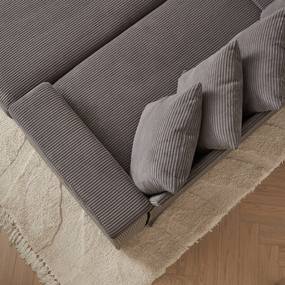 Canapé en L surdimensionné de 104 pouces en velours côtelé avec méridienne