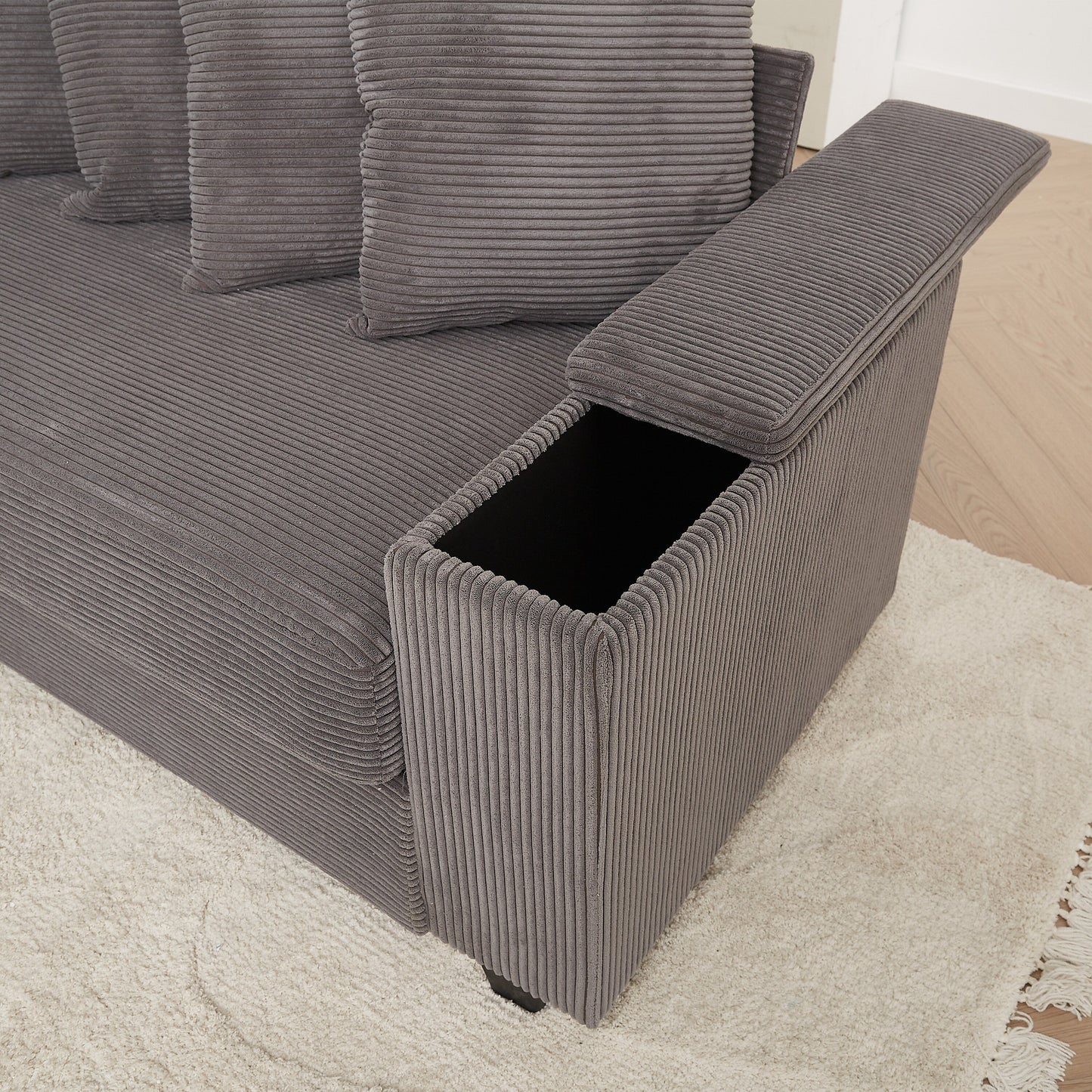 Canapé en L surdimensionné de 104 pouces en velours côtelé avec méridienne