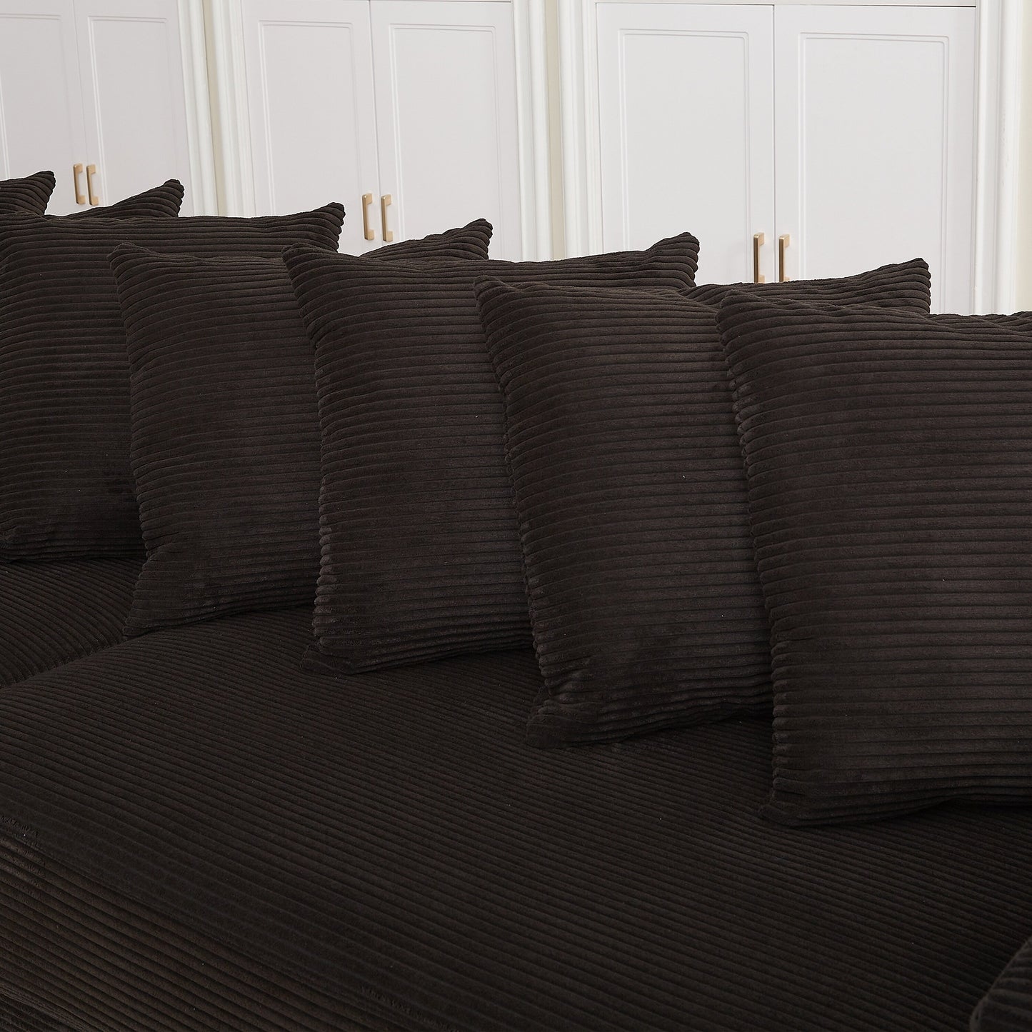 Canapé en L surdimensionné de 104 pouces en velours côtelé avec méridienne