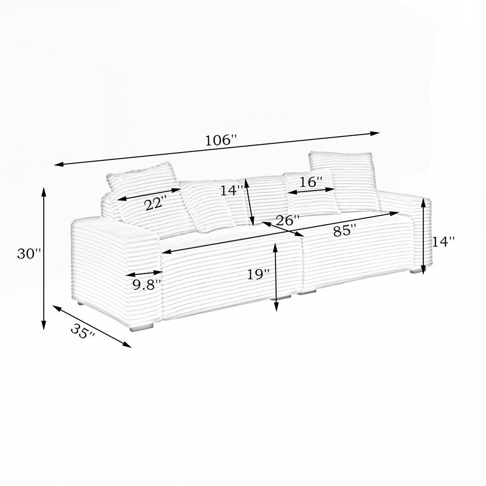 Grand canapé 4 places de 104,72 pouces avec 4 coussins décoratifs