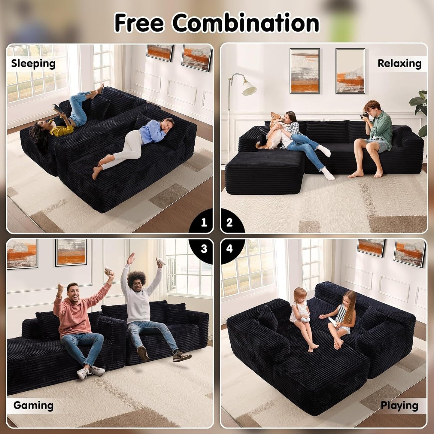 Canapé sectionnel Cloud en forme de L 104 - Canapé modulaire à assise profonde pour salon et chambre, sans assemblage