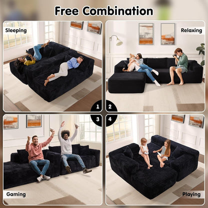 Canapé sectionnel Cloud en forme de L 104 - Canapé modulaire à assise profonde pour salon et chambre, sans assemblage