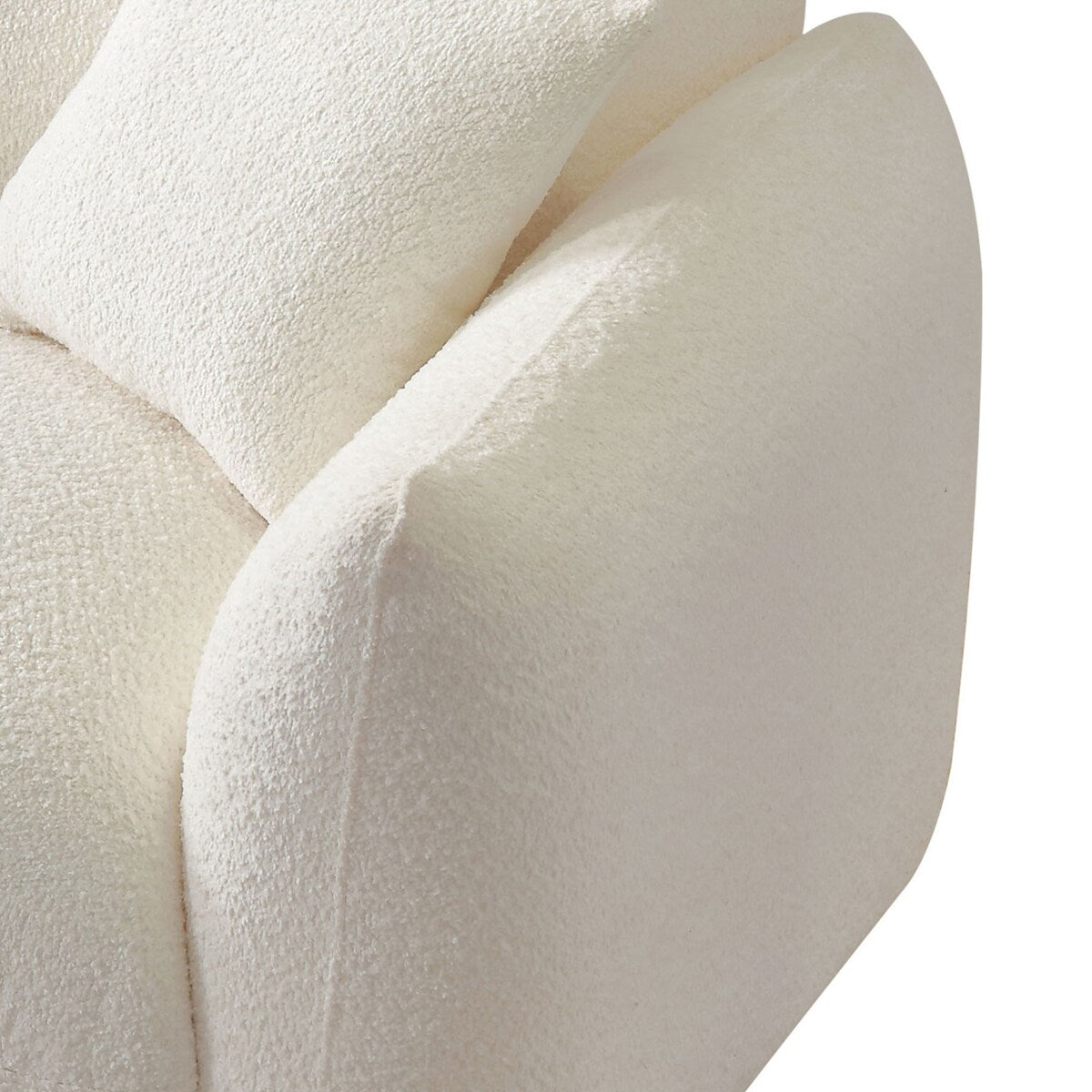 Canapé sectionnel blanc rembourré et confortable en duvet d'agneau doux avec pouf